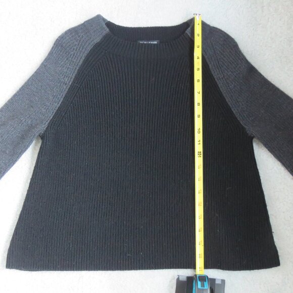 Eileen Fisher Sz XXS Gray Color Block Oversized Extra Fine Merino Wool Sweater - Picture 1 of 14